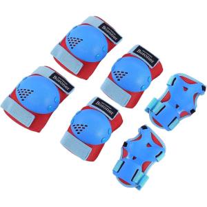 image:imageBOSONER KidsYouth Knee Pad Elbow Pads for Roller Skates Cycling BMX Bike Skateboard Inline Rollerblading Skating Skatings Scooter Riding SportsRed  Blue