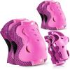 image:imageBOSONER Knee Pads for Kids RollerSkating Adjustable Protective Gear Set Knee Elbow Pads Wrist Guards for Bike Cycling Skateboarding Scooter Gifts 38915 Years Boys GirlsPink